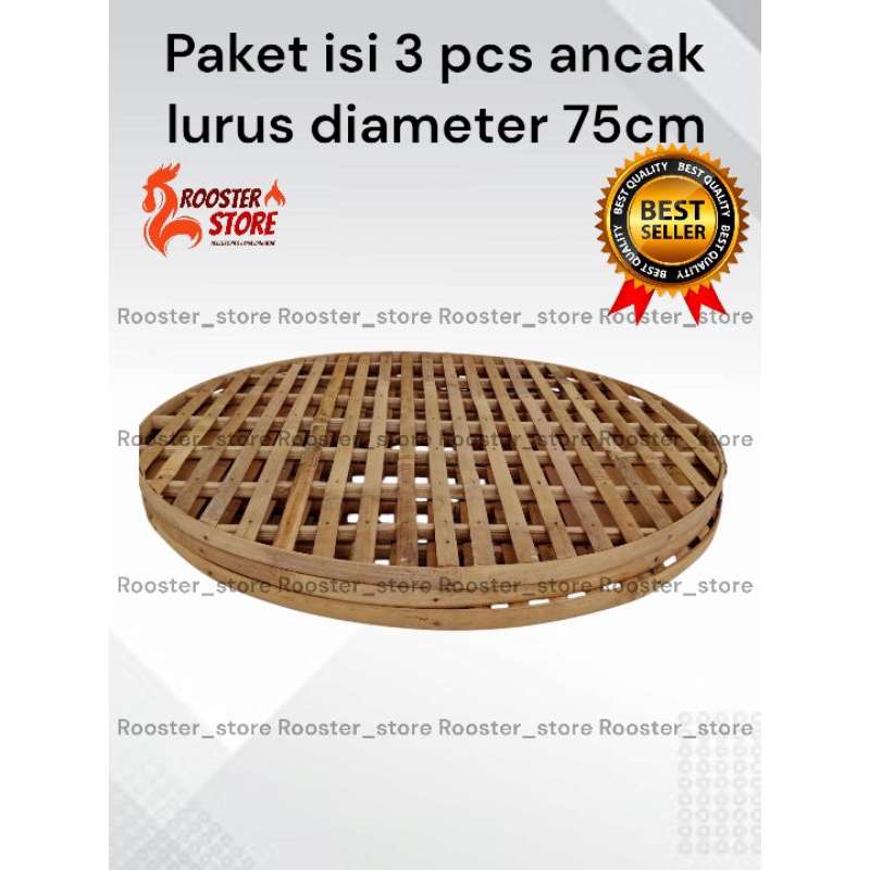 PAKET 3 PCS ANCAK LURUS ANCAK KURUNGAN AYAM BANGKOK DIAMETER 75X75CM BAHAN FULL BAMBU DAN PAKUAN SAN