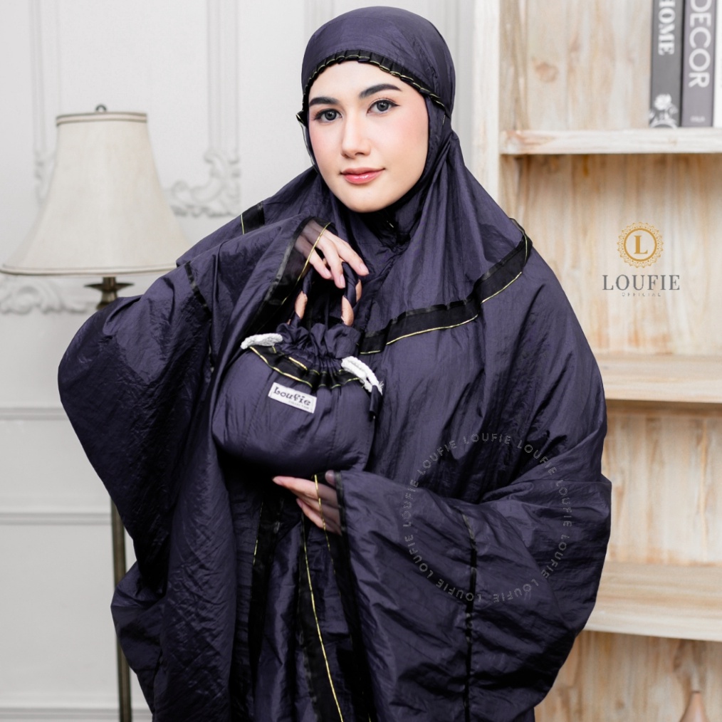 KODE M6B Loufie  Mukena Dewasa Parasut Pita Tali Kepang Polos Jumbo