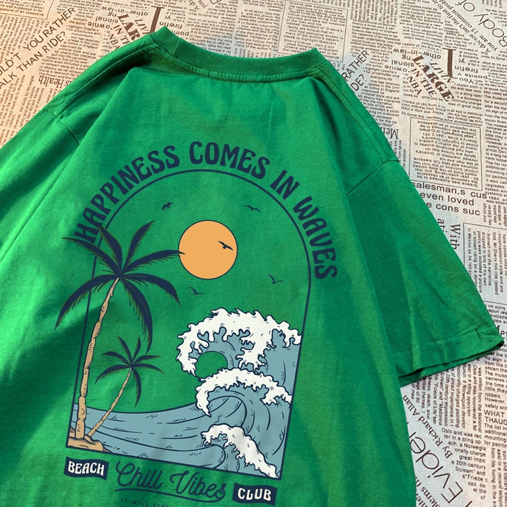 Kaos Cotton Pantai Japan Korean style Pria Wanita