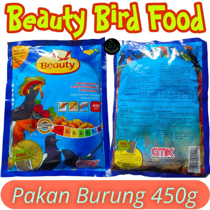 Pakan Burung Beauty Biru 450gr Bird Food Blue Special Formula Multivitamin & Antioksidan Voer Burung