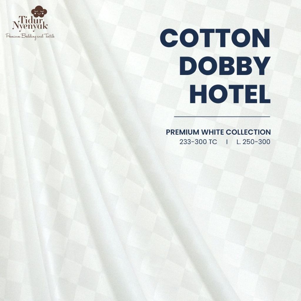 KAIN DOBBY PER 50 CM TC300 KOTAK 3CM SQUARE 9CM PREMIUM HOTEL BED SHEET POLOS SATIN SALUR 3CM 1CM