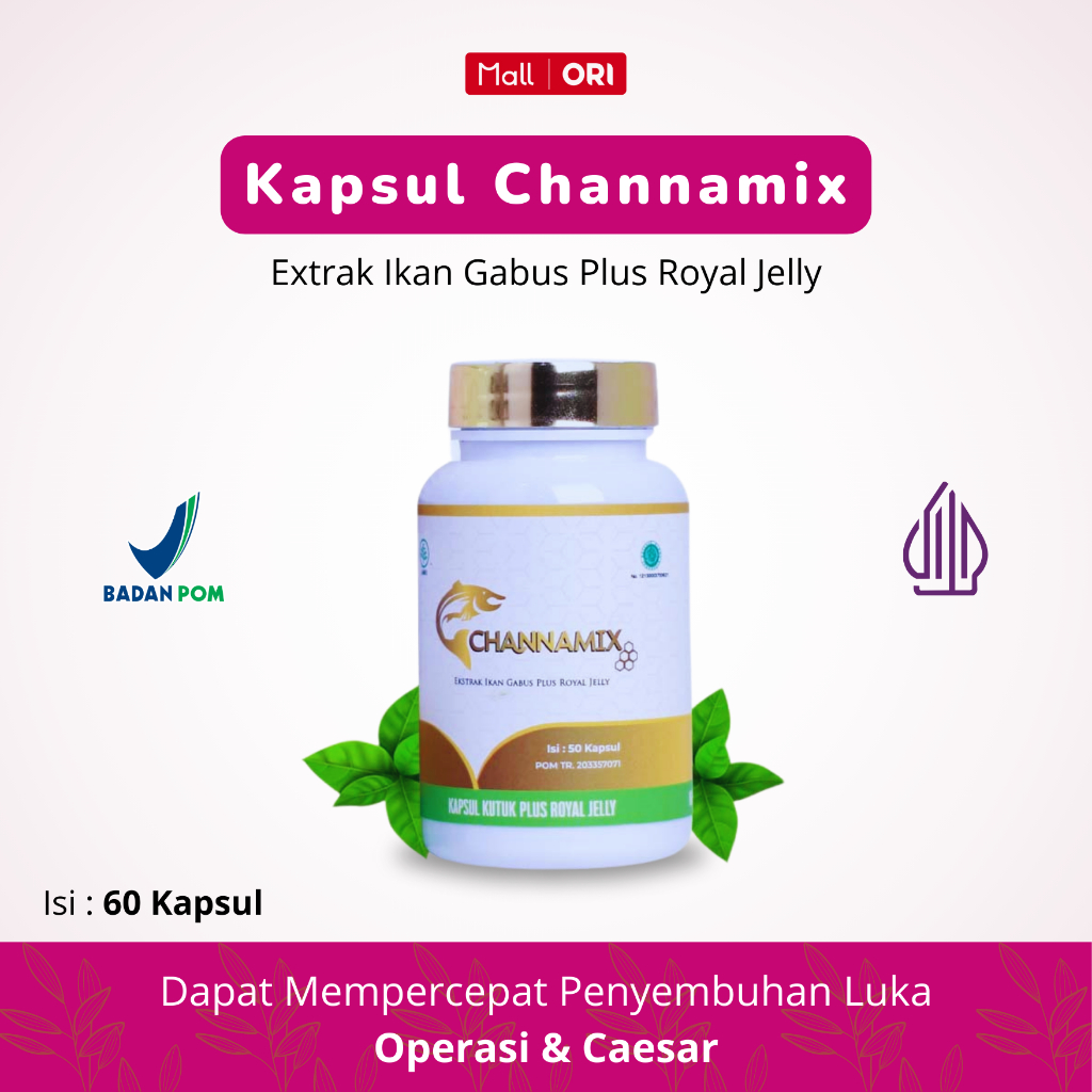 Kapsul Channamix Sari Kutuk Ekstrak Ikan Gabus Royal Jelly Mempercepat Penyembuhan Luka Pasca Operas