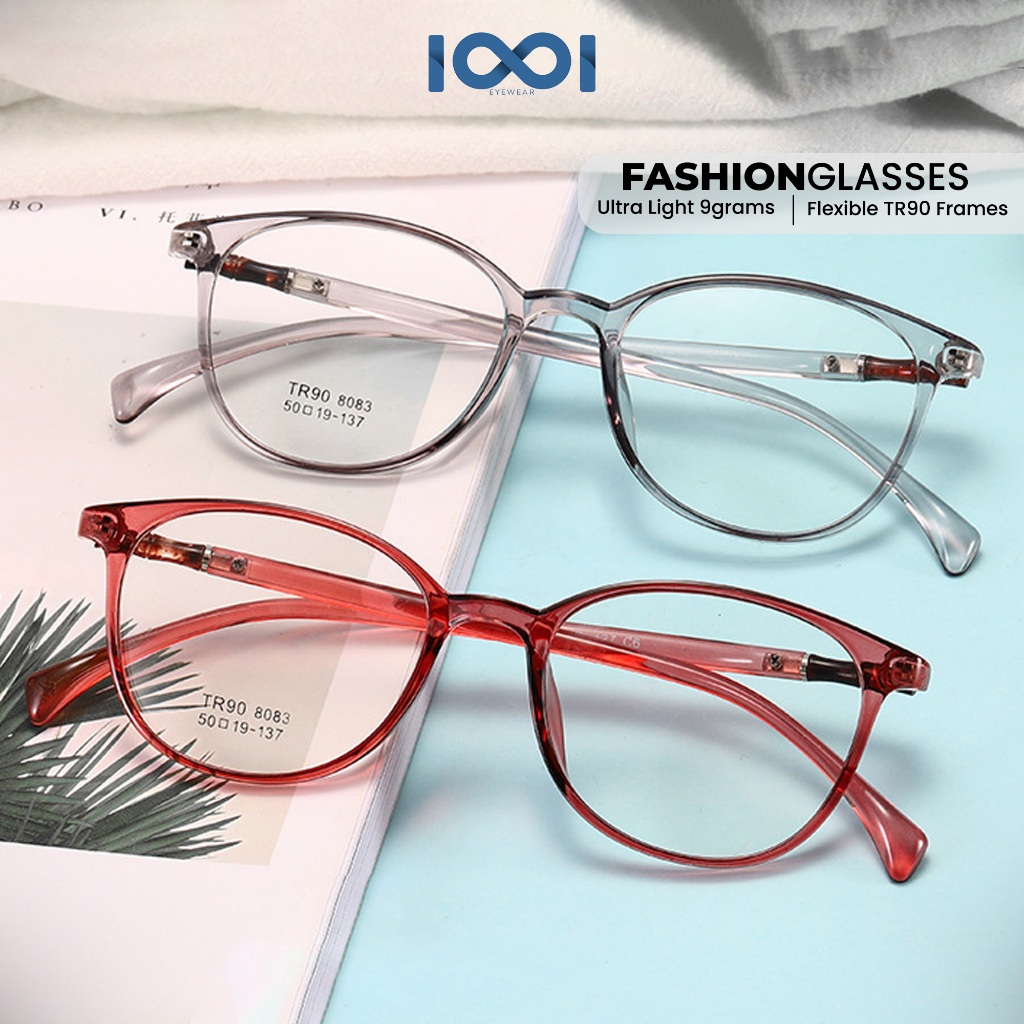 IOOI Eyewear -  Kacamata Round TR90 Elastis Anti Radiasi Photocromic Blueray Pria Wanita 8083