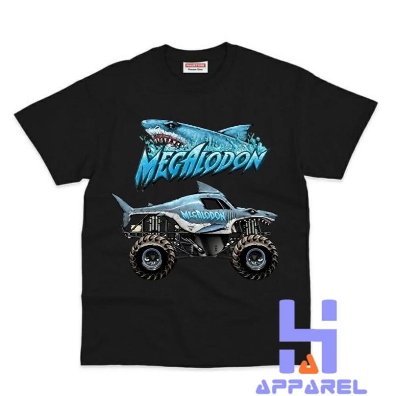 BAJU ANAK KAOS ANAK GAMBAR MONSTER TRUCK MEGALODON