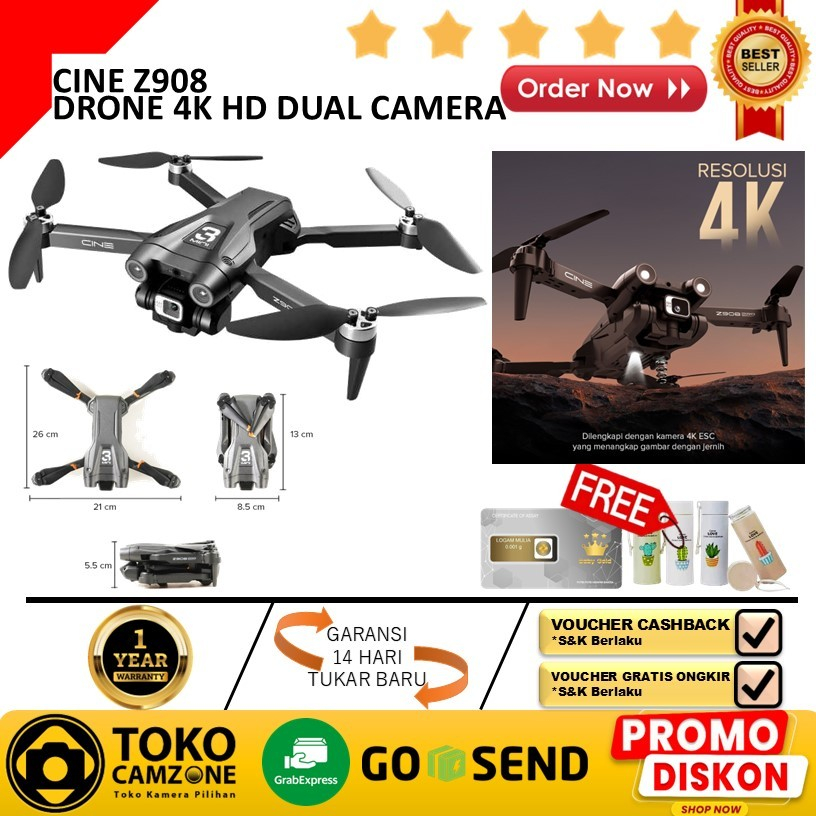 CINE Z908 Drone 4K HD Dual Camera Obstacle Avoidance 2000mAh - Z908 PRO