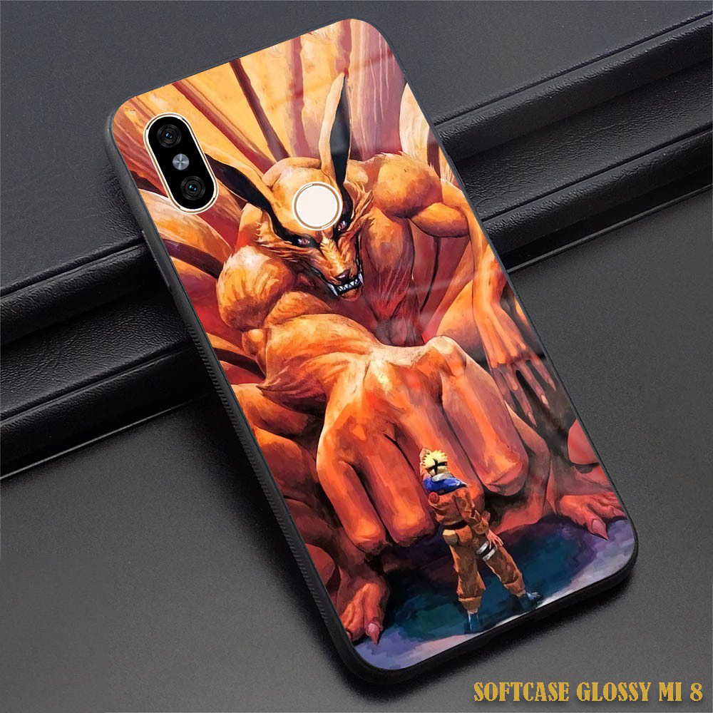 CUSTOM CASE Glossy ALL TYPE Xiaomi Mi 8 LITE - XIAOMI MI 8 |AA28| Anime Naruto Sasuke DESIGN PREMIUM
