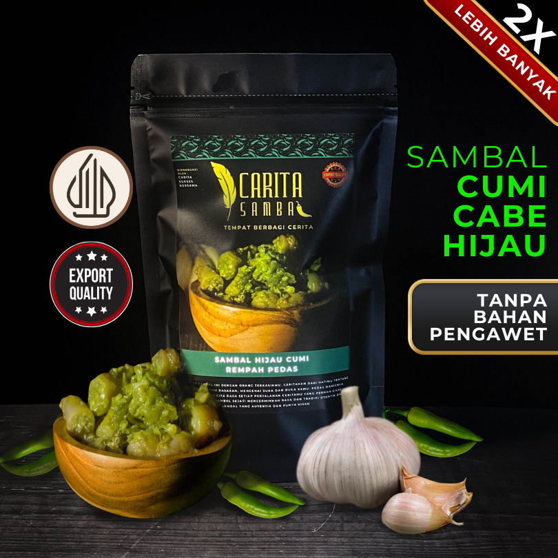 

Sambel Cumi Hijau Pouch 250 gram Rempah Pedas Dadakan gurih tanpa pengawet - CARITA SAMBAL