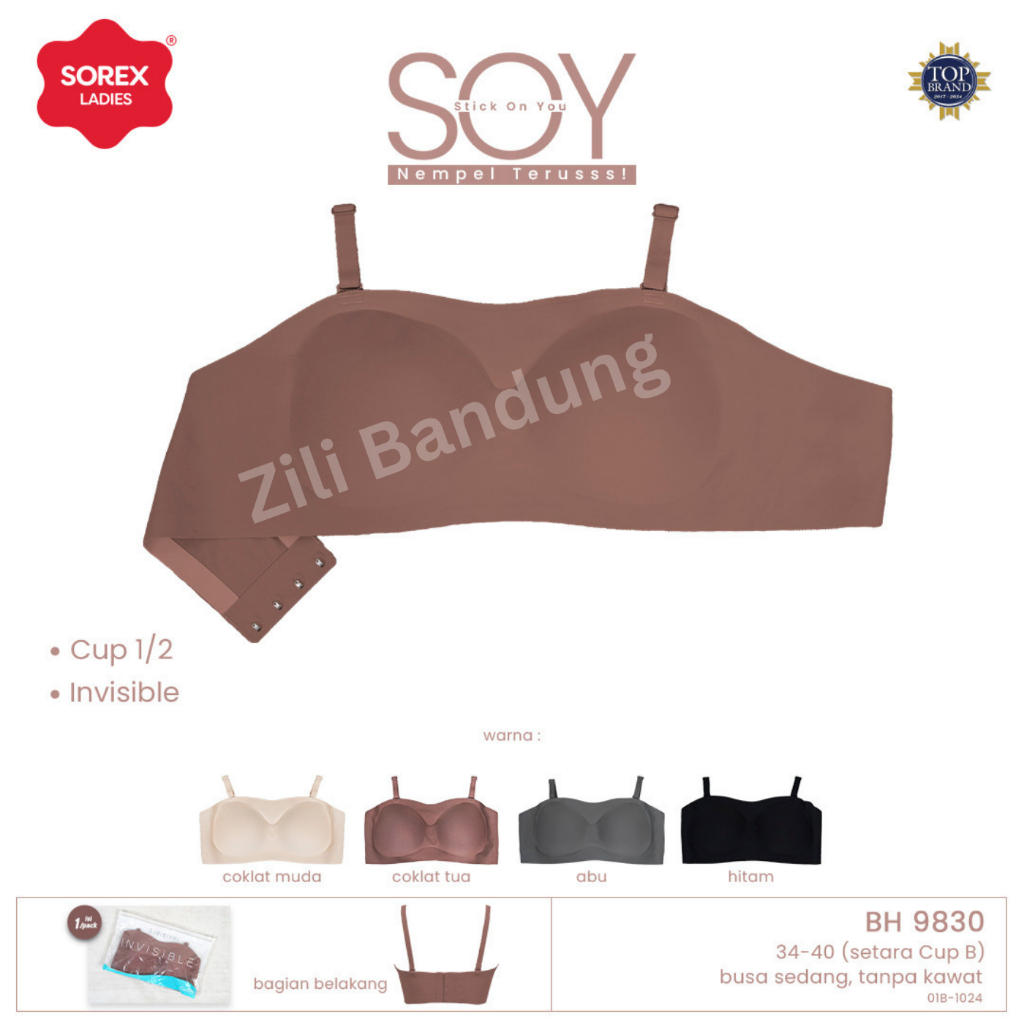 SOREX Bra BH Kemben Seamless Busa Tanpa Kawat Size 34 - 40