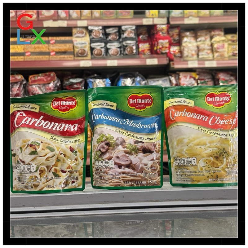 

GLX SUPPLY | DEL MONTE PASTA SAUCE CARBONARA, CARBONARA CHEESE , CARBONARA MUSHROOM