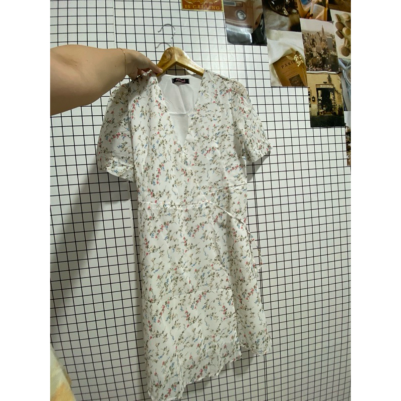 dress bunga bunga korea /dress korea bunga / dress putih bunga bunga