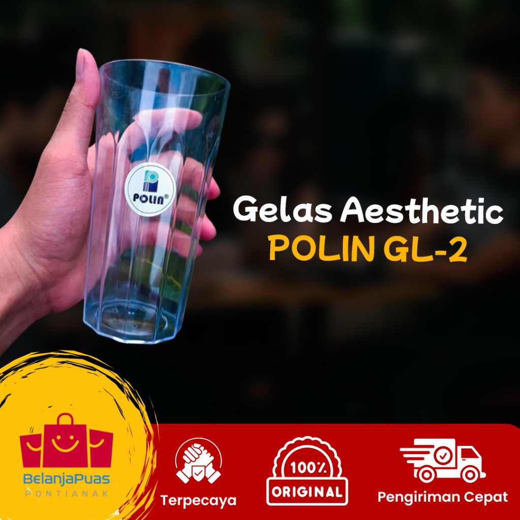 Gelas Cafe Modern POLIN GL-22  | Gelas Aesthetic | Gelas Plastik | Gelas Akrilik (1PCS)