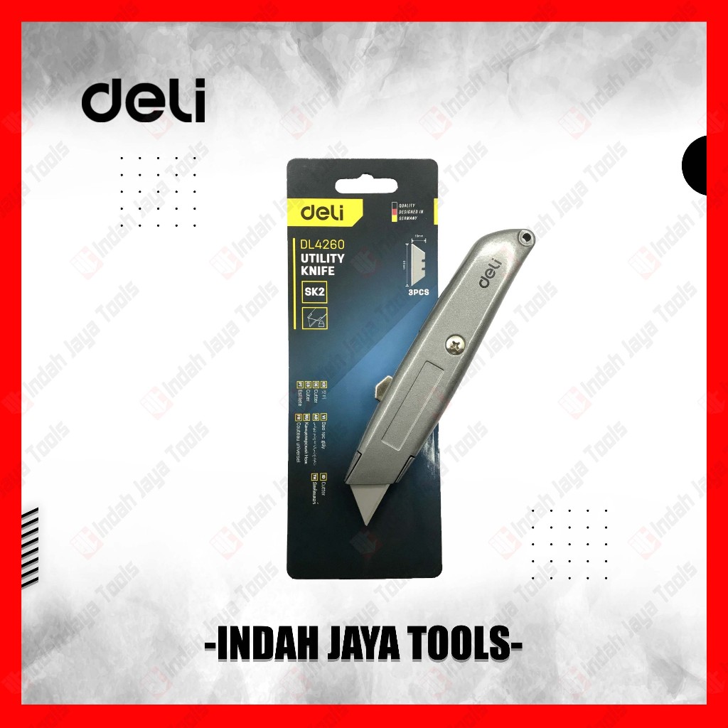 

DELI DL4260 Utility Knife Pisau Cutter Aluminium - Cuter Alumunium Pemotong Kertas Kater