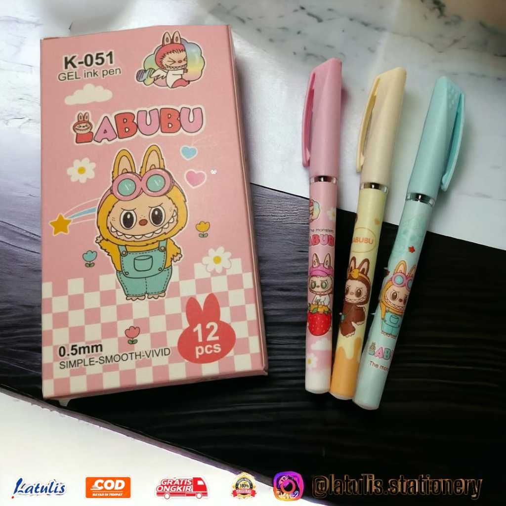 

(12pc) PEN GEL motif KUROMI SANRIO CINNAMOROLL PENA BALLPEN ipen LABUBU