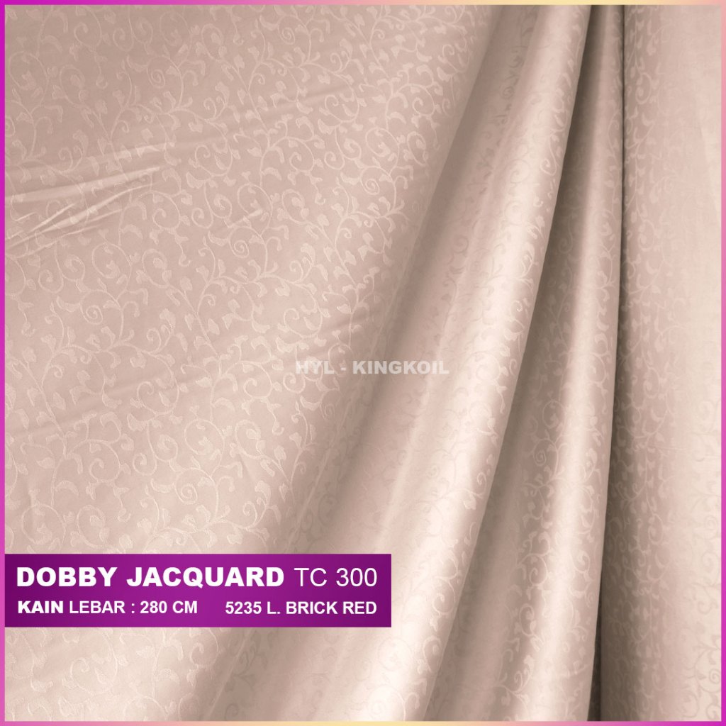 KAIN METERAN DOBBY PREMIUM JACQUARD BRICK RED KING KOIL BUNGA HOTEL TC 300 GAMIS L 280 CM SATUAN