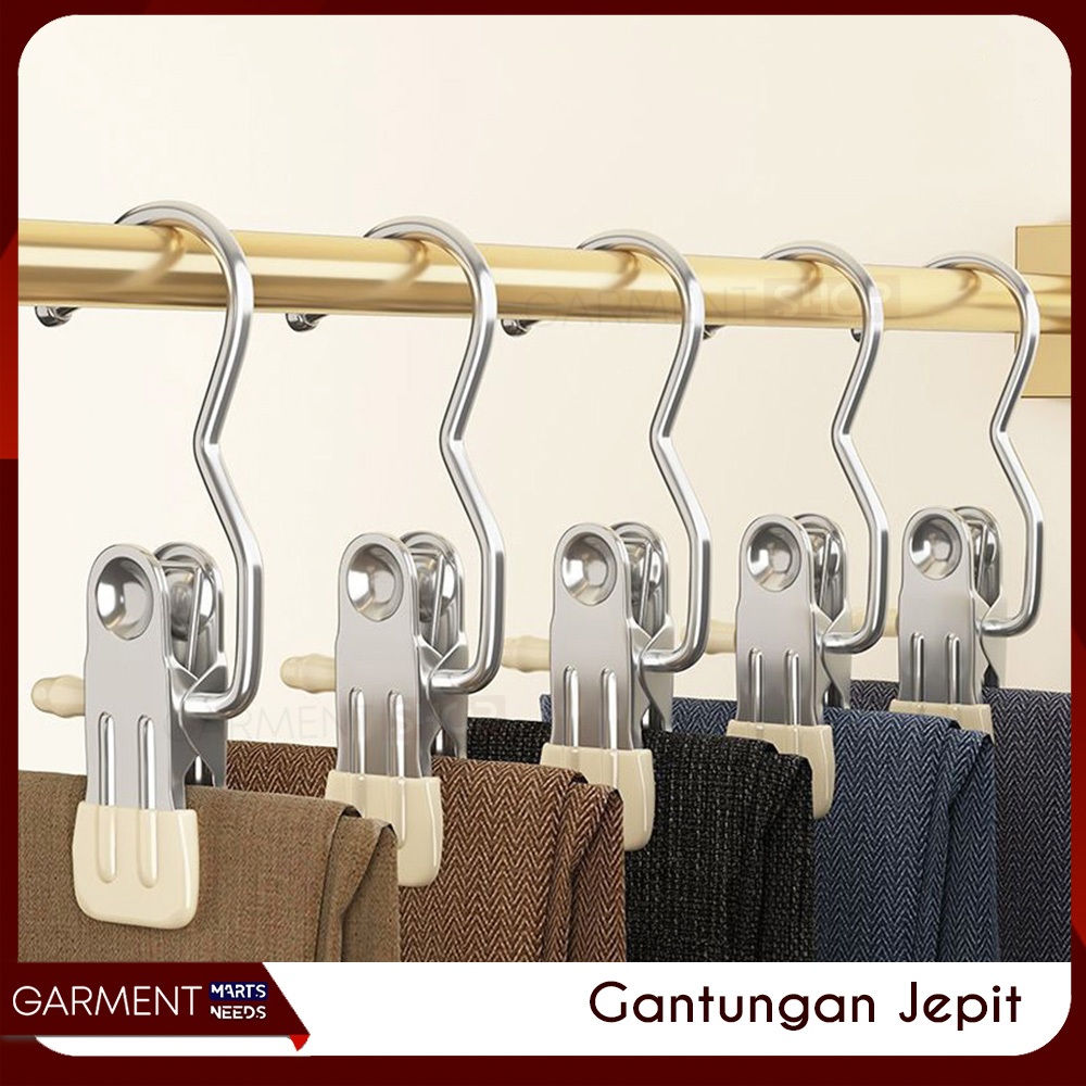 Hanger Jepitan Stainless Celana Topi Kaos Kaki Snack Lemari Display Toko Kuat Premium
