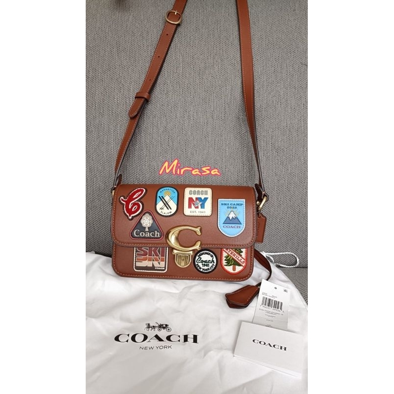 Preloved VVGC Coach Studio Shoulder Bag 19 with Patches Saddle