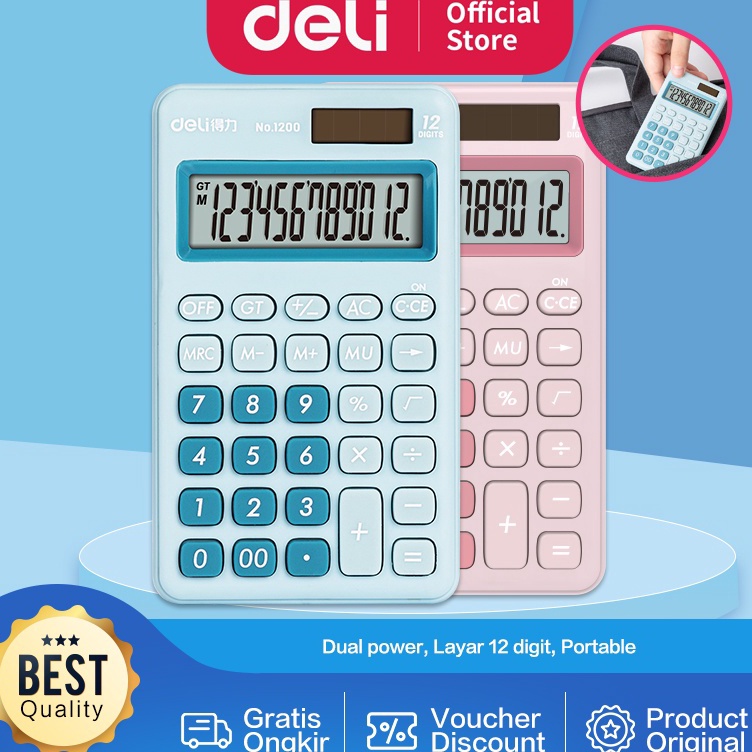 

KODE I77T Deli Desktop Calculator Kalkulator Meja Mini Portable Dual Power Lucu 12