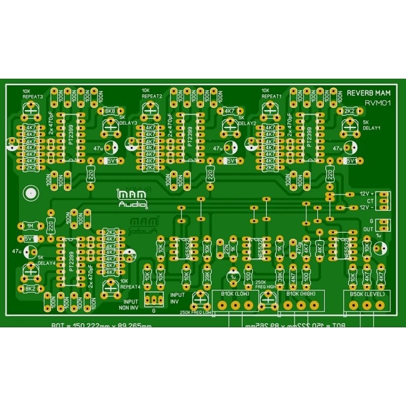 PCB efek reverb RVM01 MAM Audio