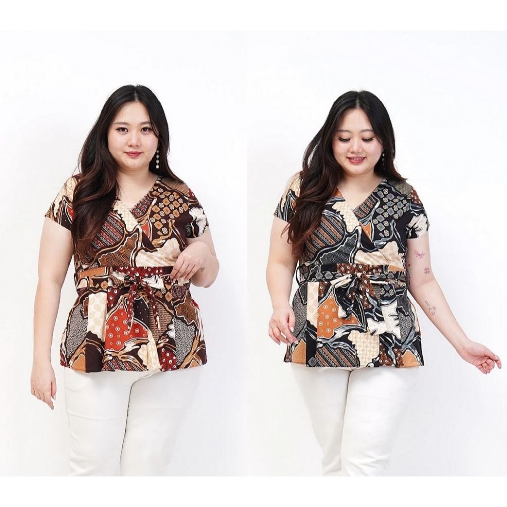 BAJU BLOUSE BATIK WANITA JUMBO MODERN 691 C BIG SIZE PREMIUM OVERSIZE XXL XXXL BAJU HAMIL KERJA KANT