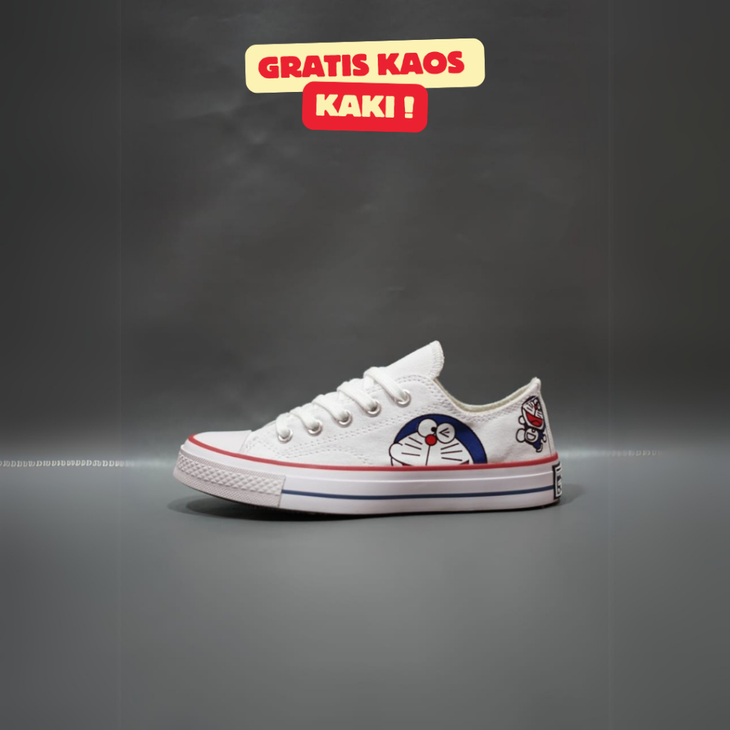 SEPATU CONVERSE CT ALL STAR LOW X DORAEMON PUTIH 36-40 SNEAKERS MOTIF KARAKTER KARTUN