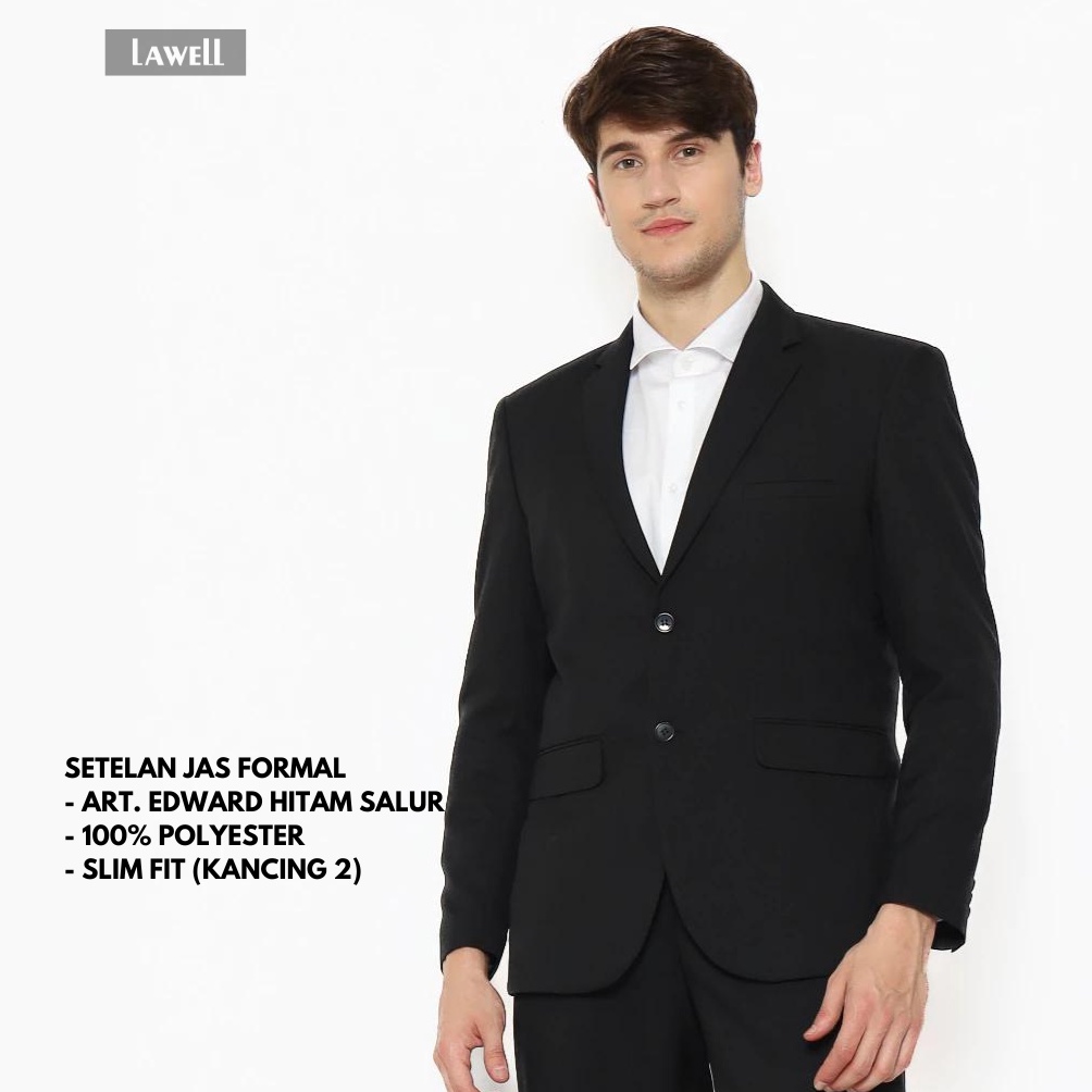 KODE U1L Lawell Setelan Jas Dan Celana Pria Formal Elegant Jas Hitam Salur Slim Fit Kualitas Premium