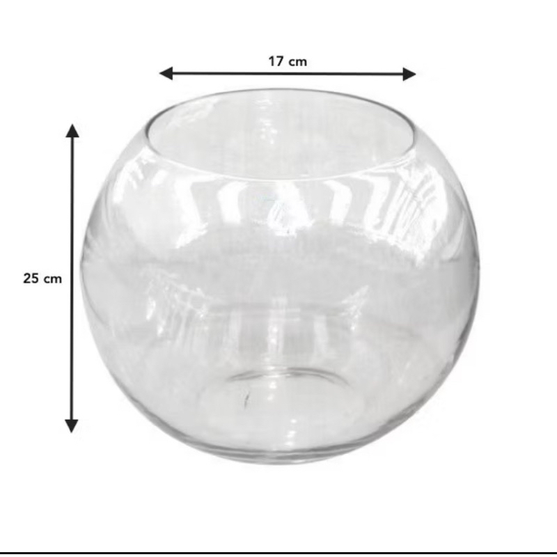 Luna Fish Bowl 12 Liter Aquarium Akuarium Bulat Kaca Toples Ikan Hias