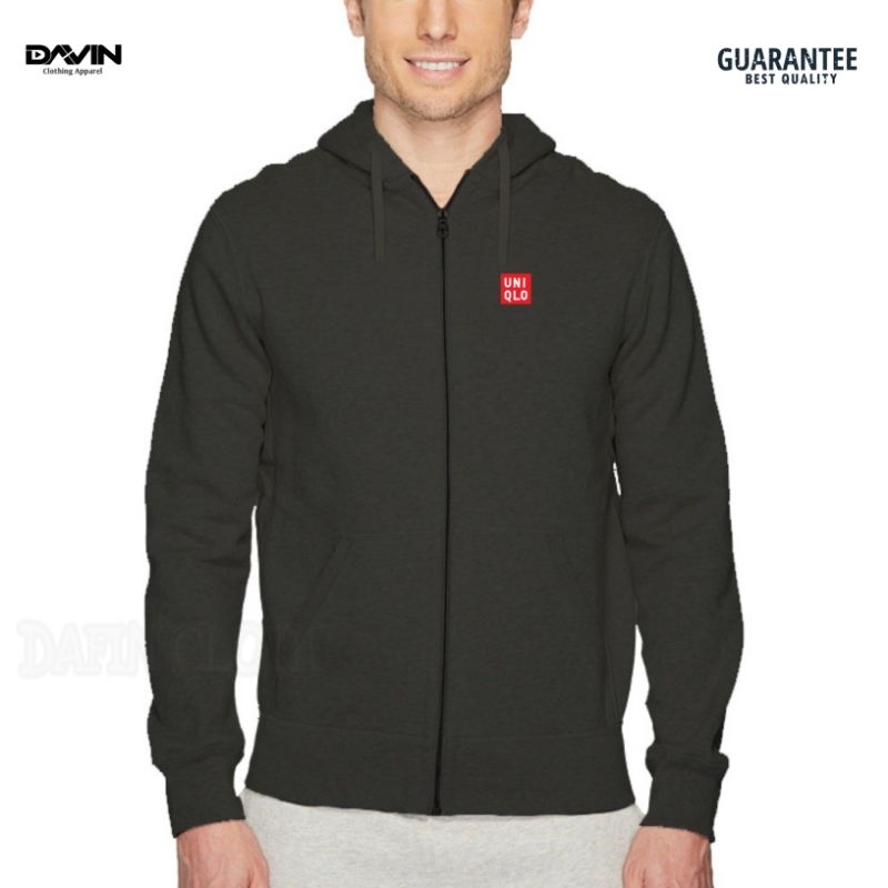 Jaket Hoodie Zipper Pria Uniqlo