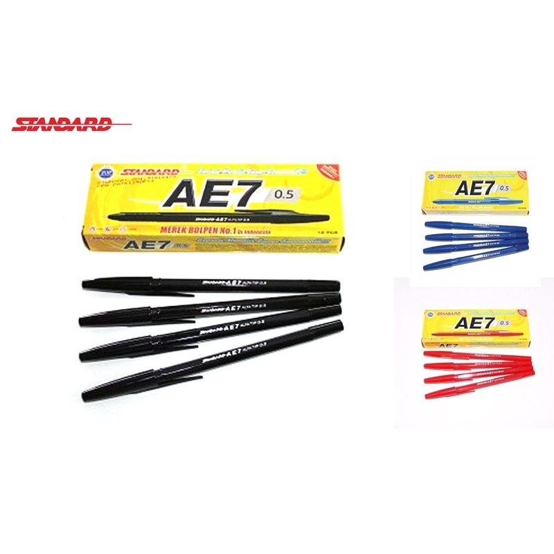 

Pulpen STANDARD AE7 0.5 (hitam/biru/merah) 12pcs/pack