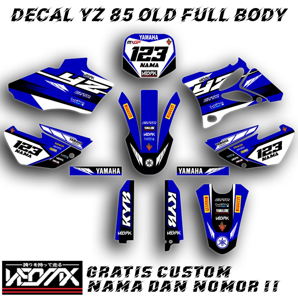 DECAL STIKER YZ 85 OLD YZ 85 LAMA FULL BODY GRATIS CUSTOM NAMA DAN NOMOR