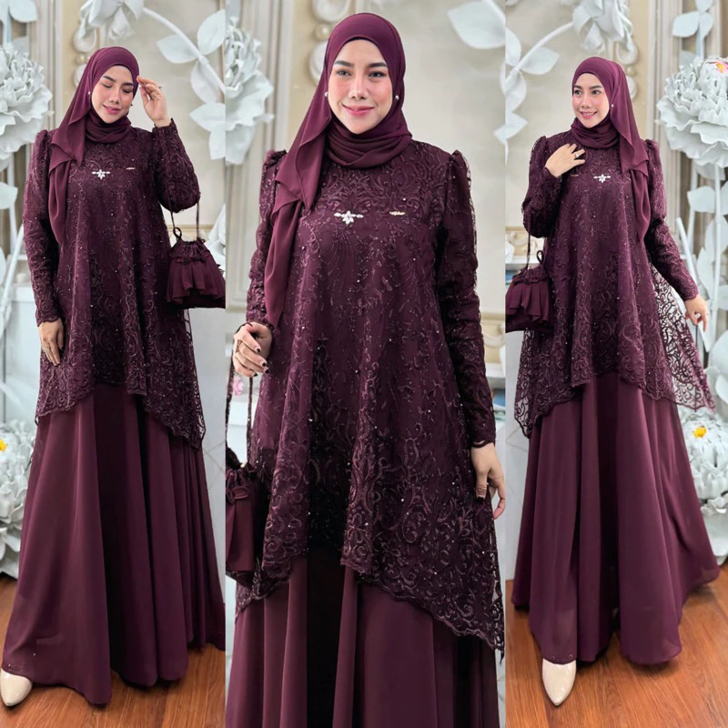 NEW ALMERA SET PASHMINA FREE TAS BY ALDISA TERBARU ORIGINAL GAMIS LEBARAN2025 GAMIS PESTA MEWAH GAMI