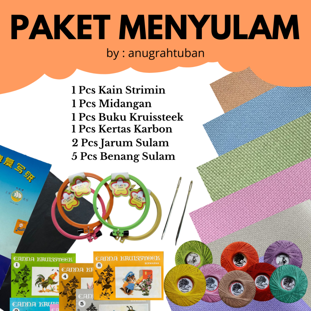 Paket Menyulam/Paket Sulam Lengkap/Embroidery Kit Package Polaris/Paket Sulam Tangan Benang/ Murah