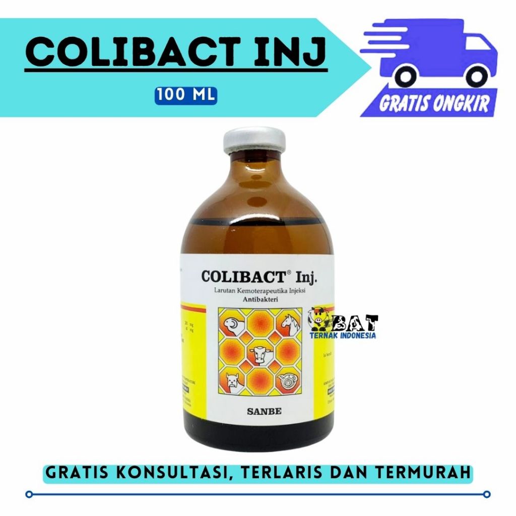 COLIBACT INJEKSI 100ml - Obat Antibiotik Hewan Diare Batuk Pilek - Obat Mencret Sapi Hewan