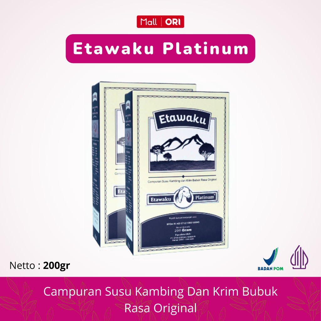 PAKET 2 BOX ETAWAKU Platinum Susu Kambing Etawa Bubuk Murni Isi 200 Gram Original Bpom