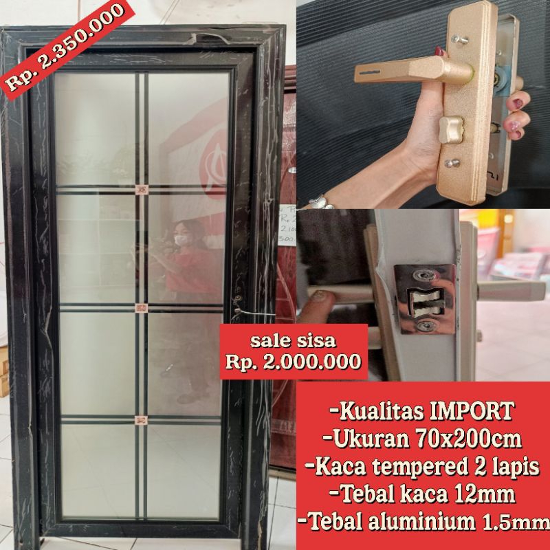 pintu kamar mandi aluminium 70x200cm
