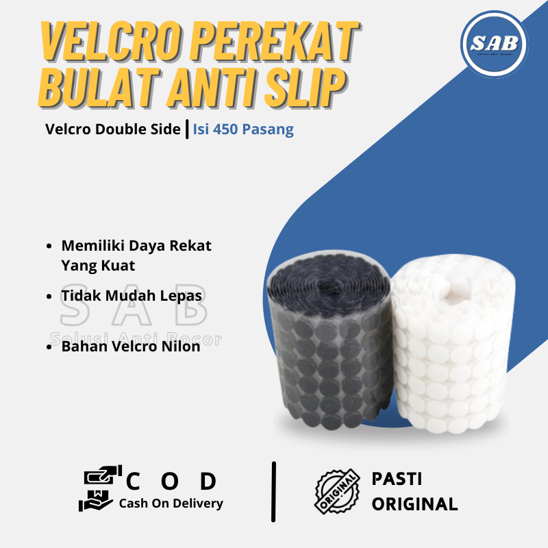 

Velcro Perekat Bulat Dua Sisi Double Tape Super Kuat Perekat Serbaguna Anti Slip Anti Geser 450 Pcs