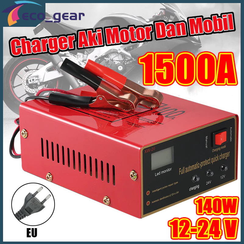1500A Charger Aki Motor Mobil/Otomatis Accu Kering Dan Basah Lead Acid 12V / 24 Volt  Cas Aki Otomat