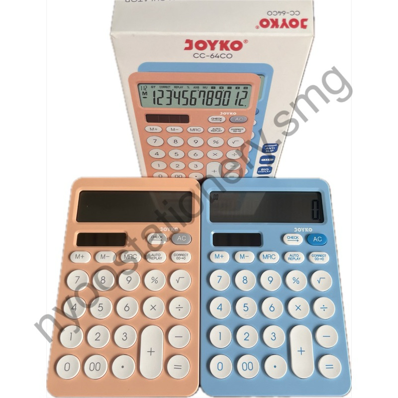 

KALKULATOR WARNA LUCU 12 DIGIT CHECK CORRECT JOYKO CC-65CO BATERAI SINAR