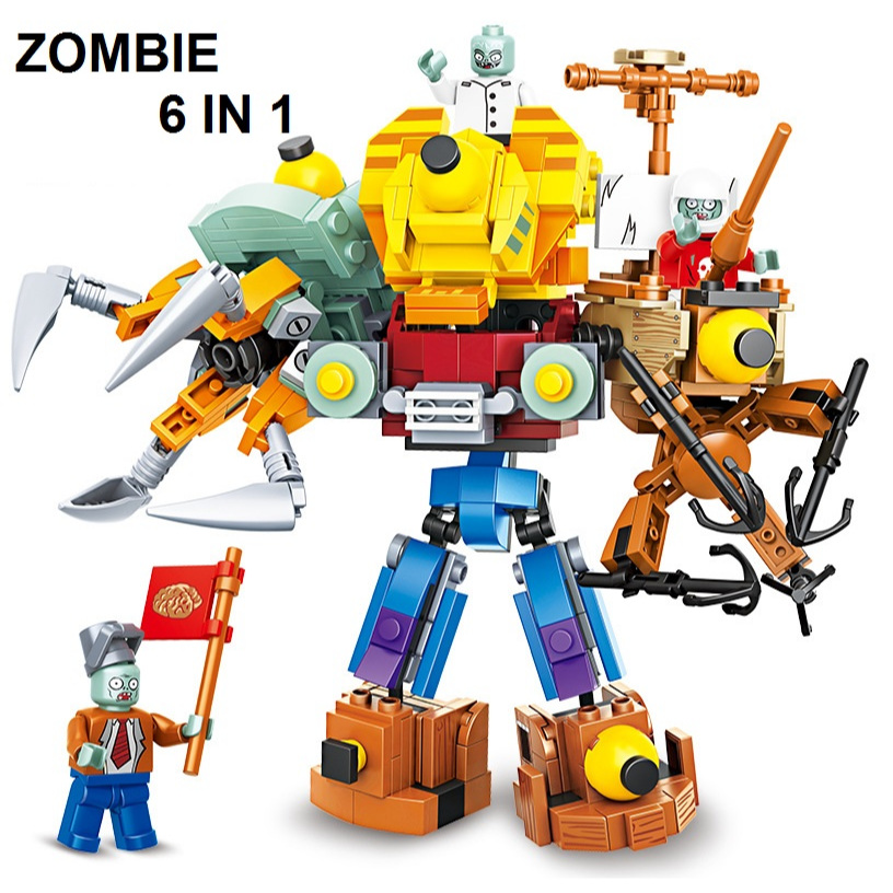 DIY BRICK PASANG ROBOT ZOMBIE SUSUN ISI 6IN1 2024 - MAINAN ANAK BOY DIY PUZZLE BRICK 6IN1 ZOMBIE ROB