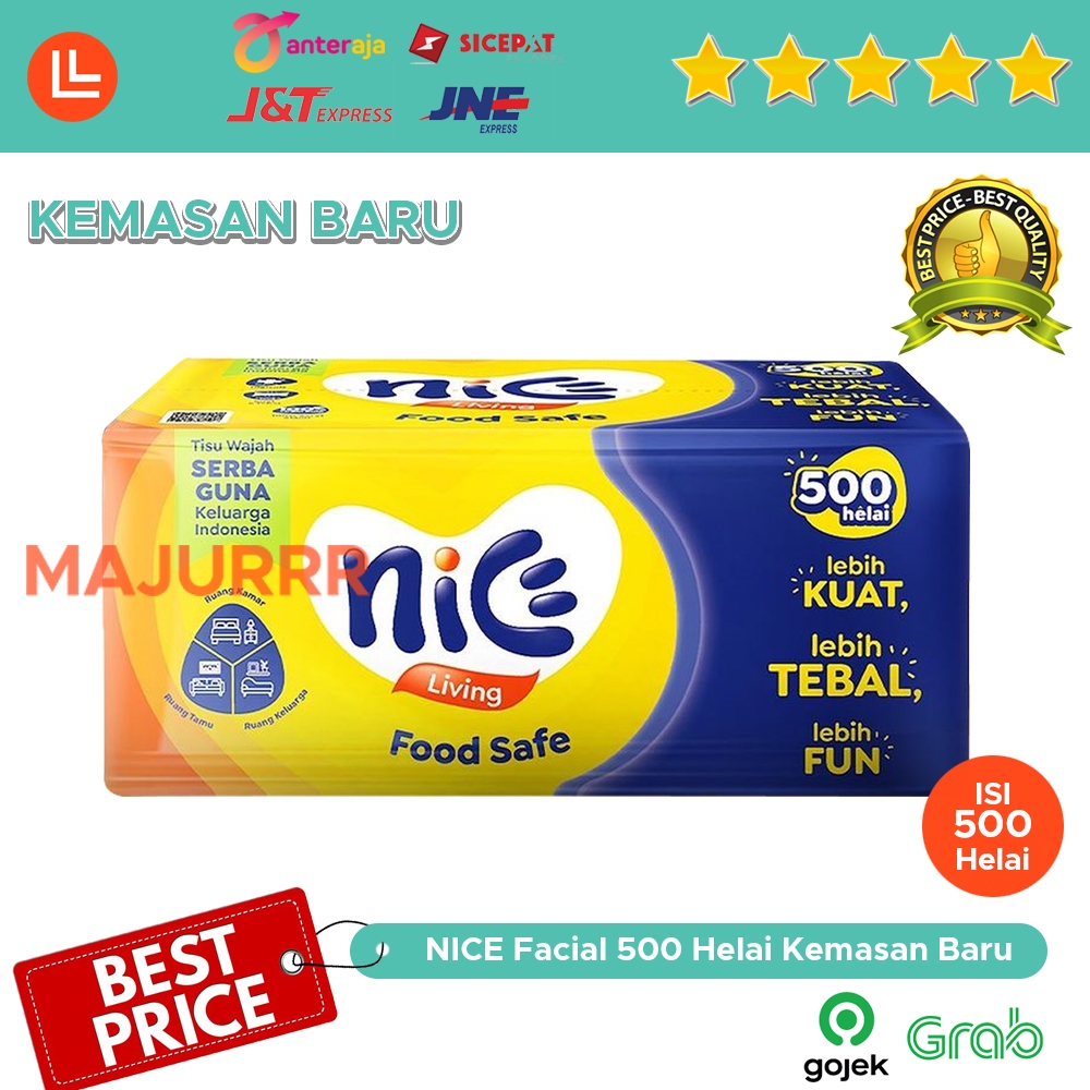 Tissue NICE Facial 500 Helai 2 Helai Per Lembar Kemasan Baru NICE 250 Sheet / Tisu Wajah Halus