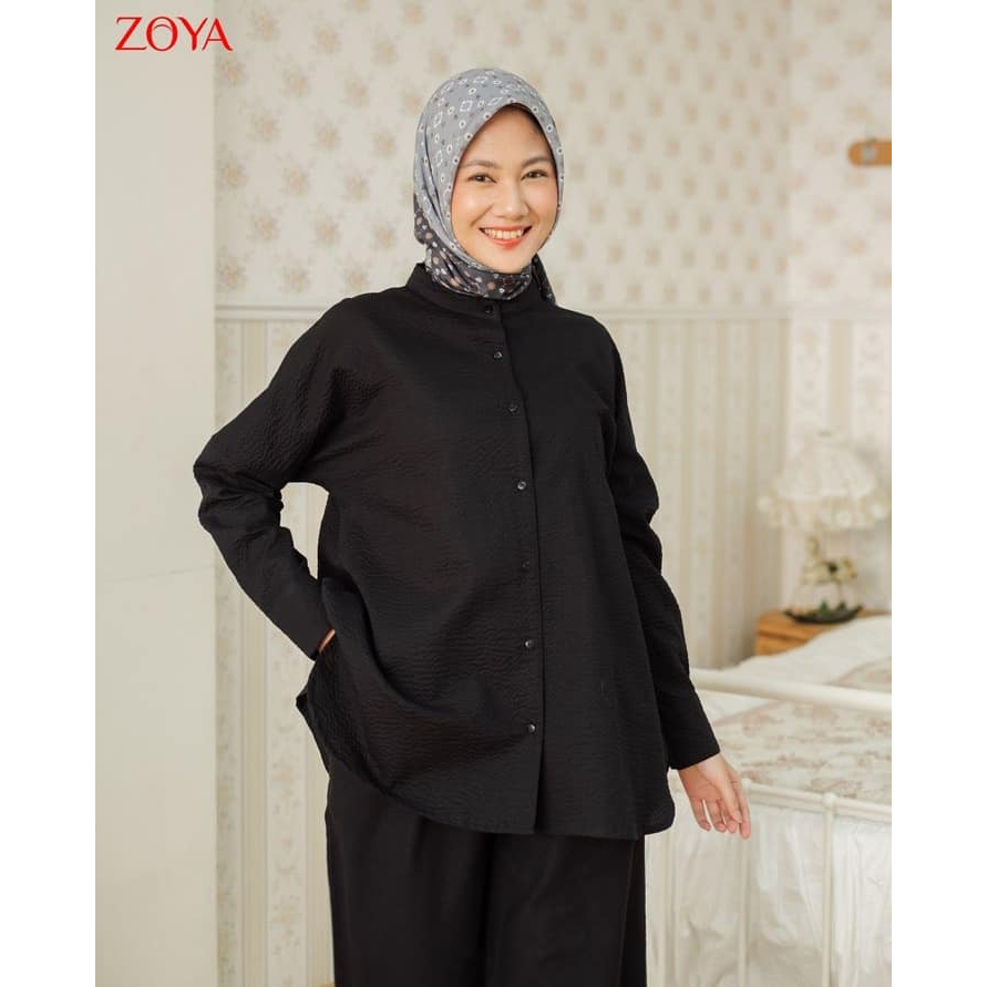 Zoya Atasan Tunik Wanita Blouse Hitam Polos Aisya Tunik Shirt