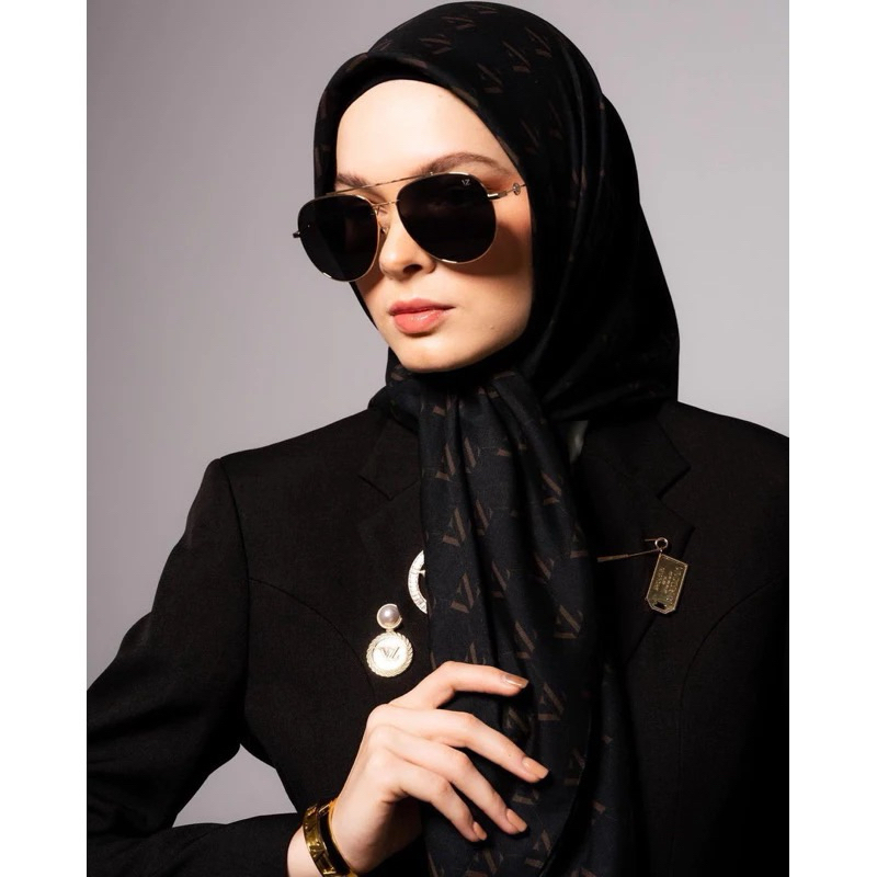 VIVI ZUBEDI MONOGRAM VOAL SCARF