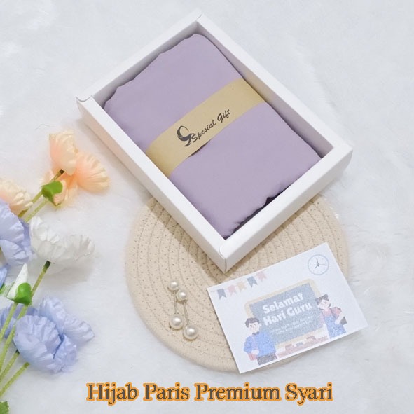 Hampers 1 hijab segi empat polos paris premium syari