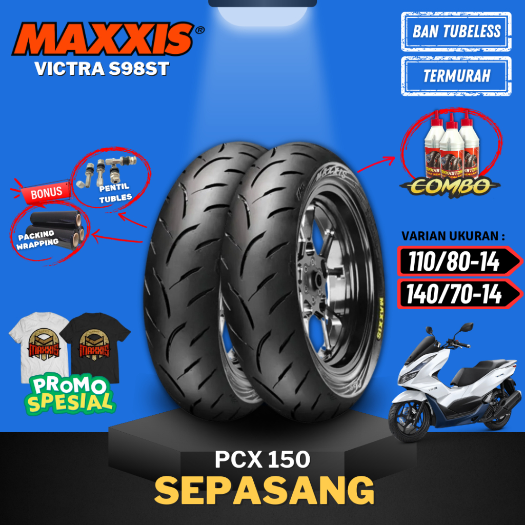 [PAKET SEPASANG MURAH] MAXXIS VICTRA RING 14 ( 110/80-14 & 140/70-14 ) / BAN MAXXIS TUBELESS RING 14
