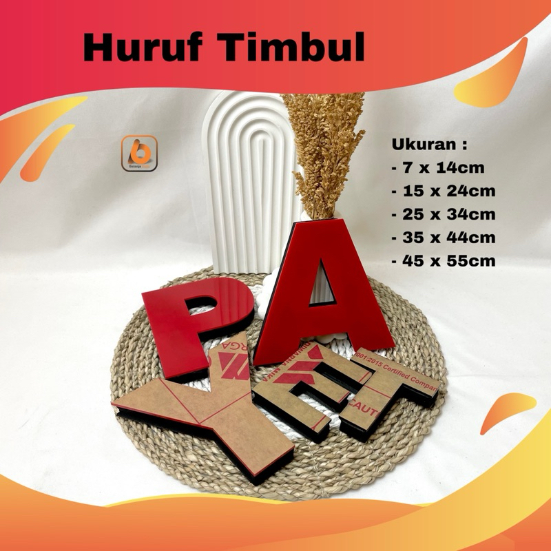 [COD] HURUF TIMBUL AKRILIK SPON 12MM (2MM AKRILIK + 10MM SPON) | HURUF AKRILIK BRANDING MURAH | BISA