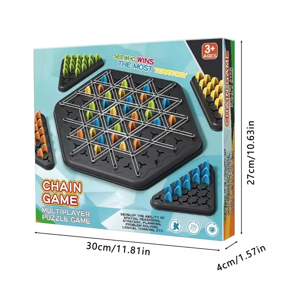 Funtoy Chain Triangle Multiplayer Puzzle Board Game Puzzle Segitiga Catur Rantai Geometris Training