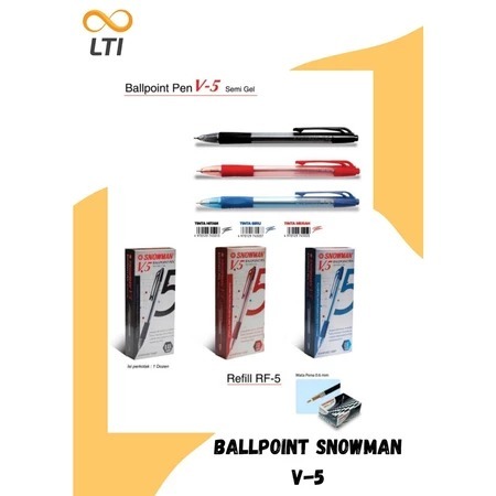 

Ballpoint / Pulpen / Bolpen SNOWMAN V-5 Semi Gel Lusin - MURMER
