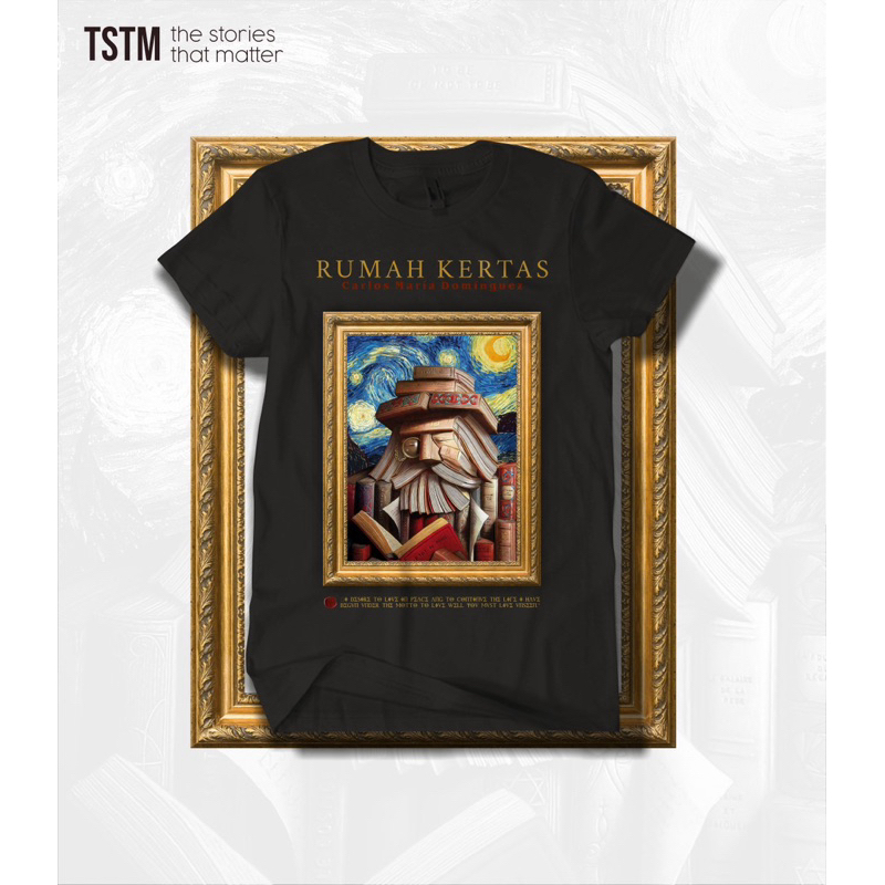 Kaos Rumah Kertas Carlos Maria Dominguez Unisex Bahan Katun hitam putih coklat