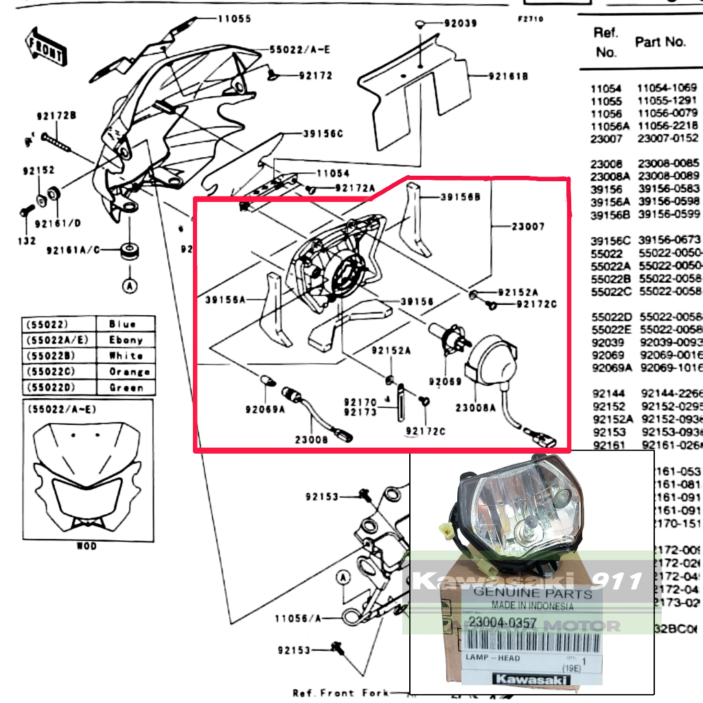 BATOK REFLEKTOR LAMPU DEPAN KLX 150 BF