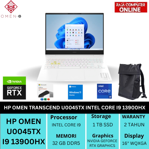 HP OMEN Transcend 16 U0045TX | I9 13900HX 32GB 1TB RTX4070 W11 +OHS