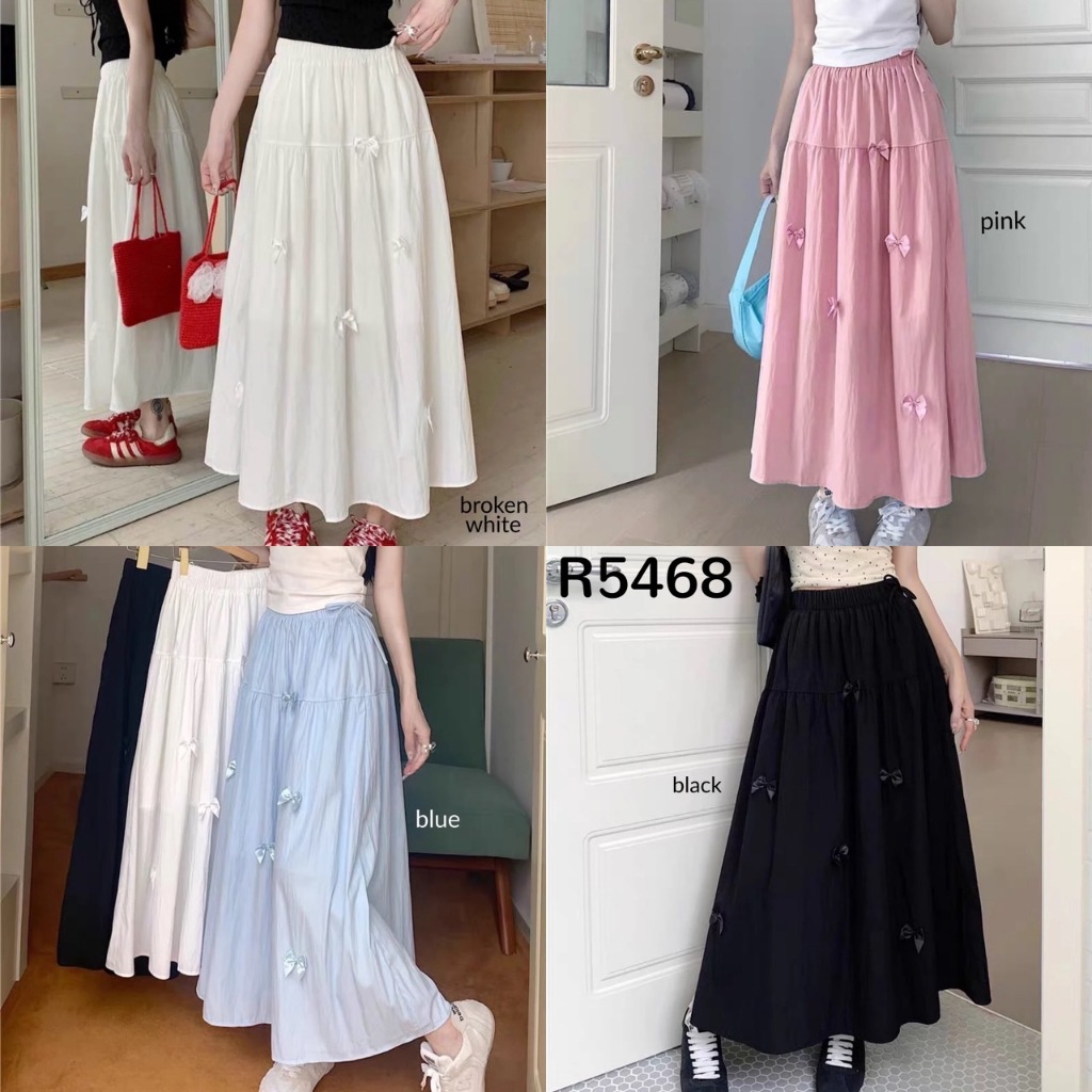 [FG] BonBon Ribbon Long Flare Skirt R5468